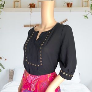 Black Shirt with Brass details